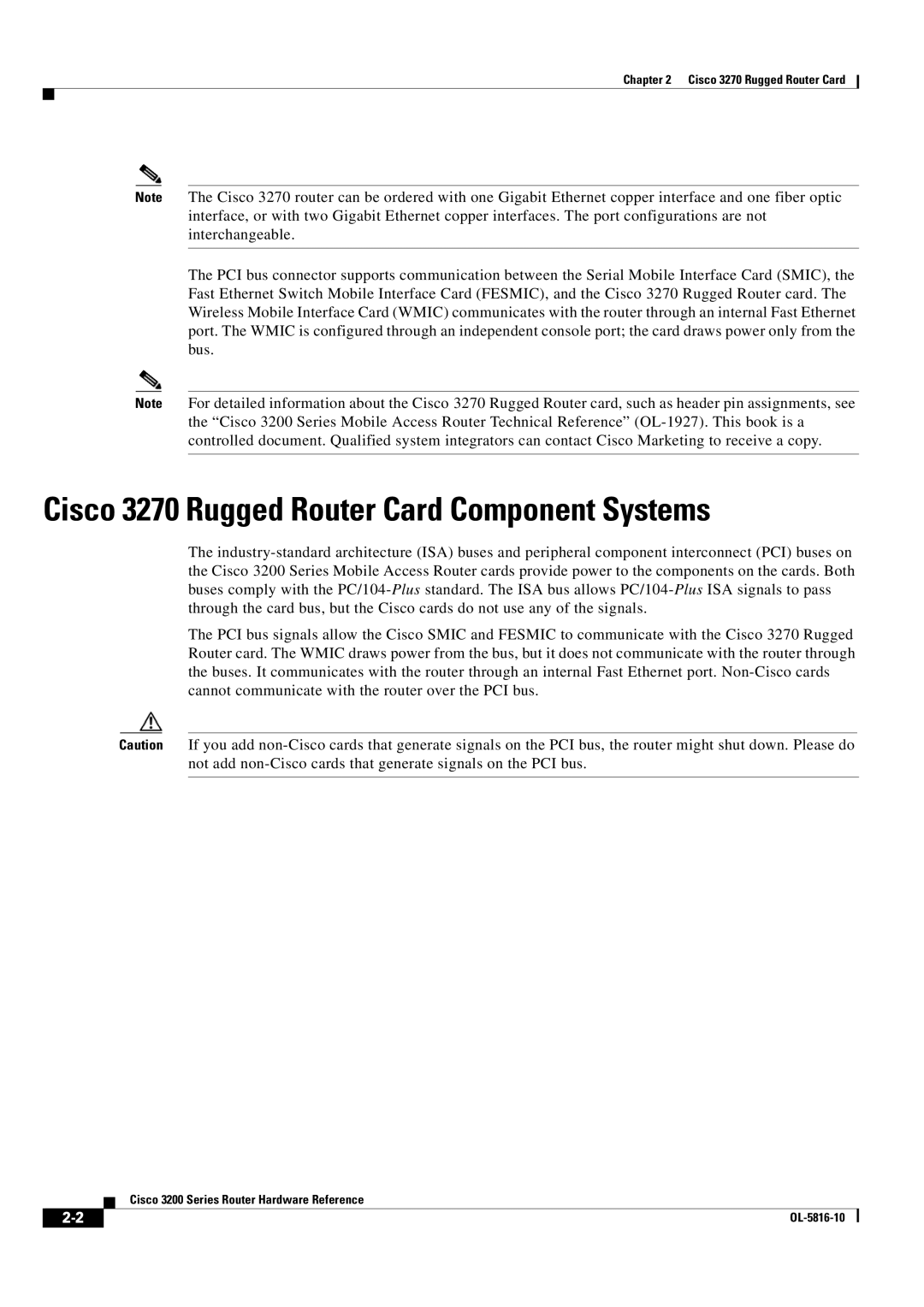 Cisco Systems 3200 manual Cisco 3270 Rugged Router Card Component Systems 