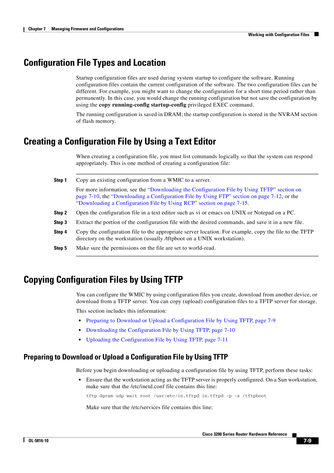 Cisco Systems 3200 manual Configuration File Types and Location, Creating a Configuration File by Using a Text Editor 