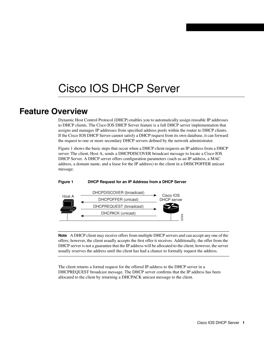 Cisco Systems 32369 manual Feature Overview, Cisco IOS DHCP Server 