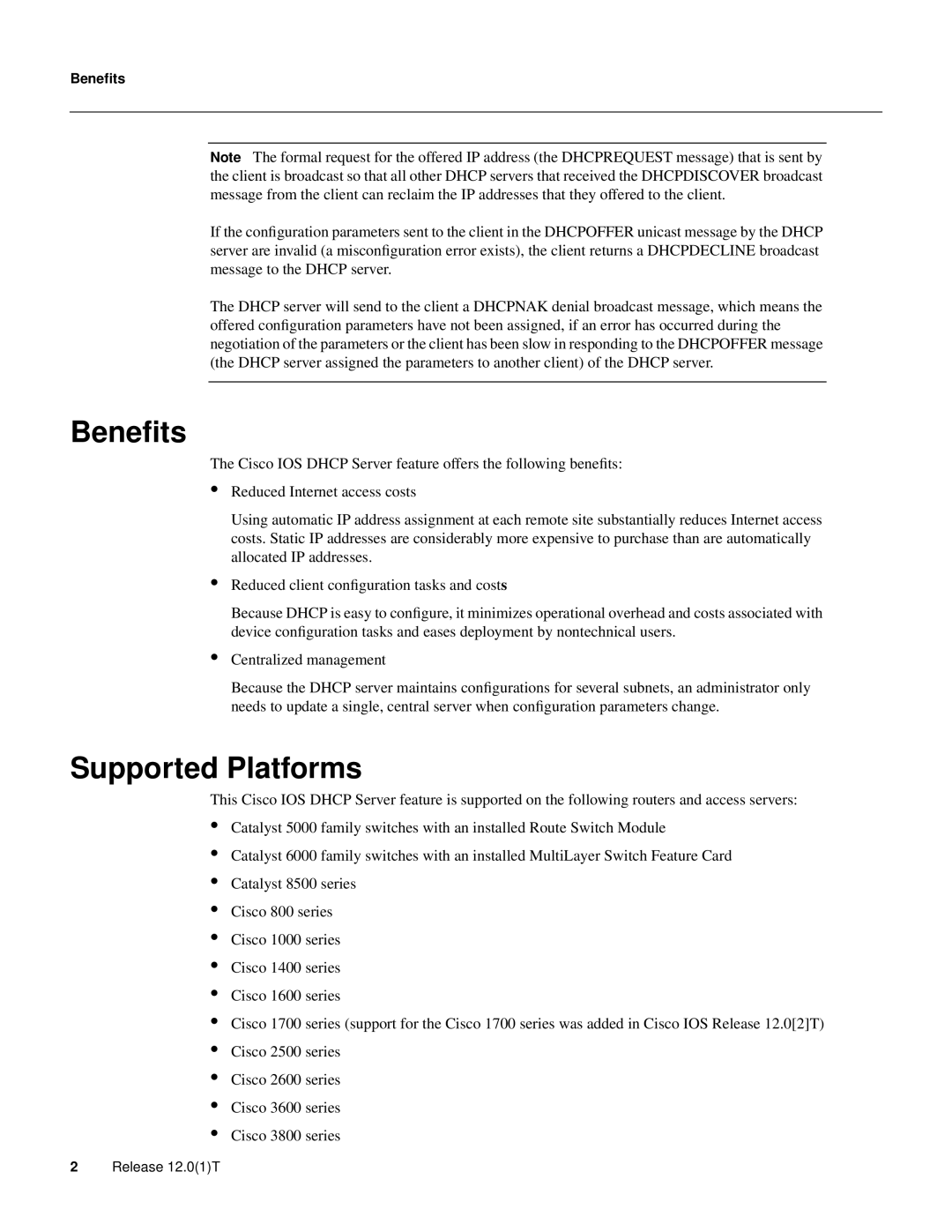 Cisco Systems 32369 manual Beneﬁts, Supported Platforms 
