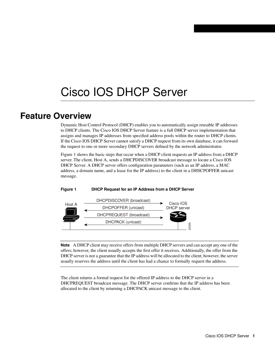 Cisco Systems 32369 manual Cisco IOS Dhcp Server, Feature Overview 