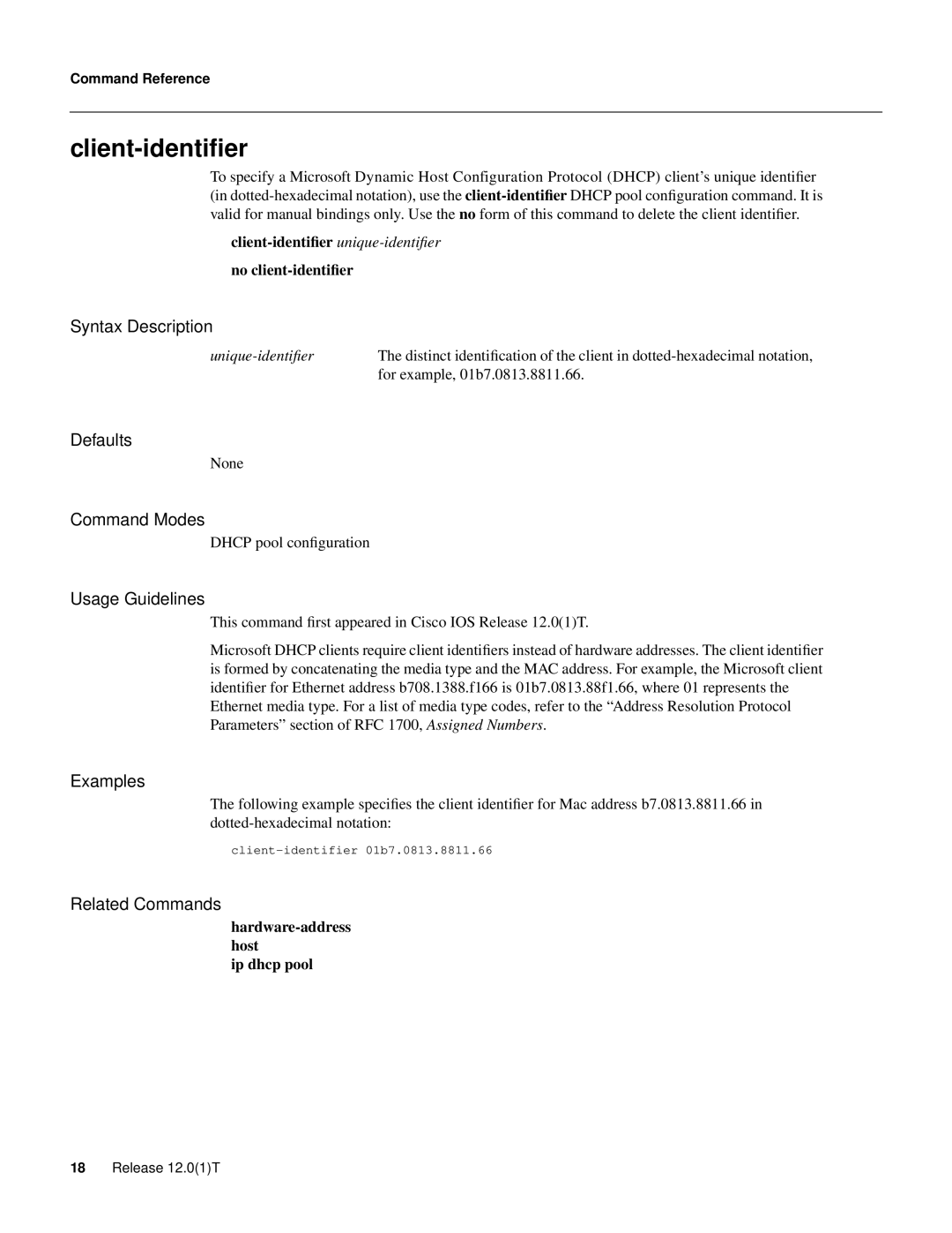 Cisco Systems 32369 manual Client-identiﬁer, Unique-identiﬁer 