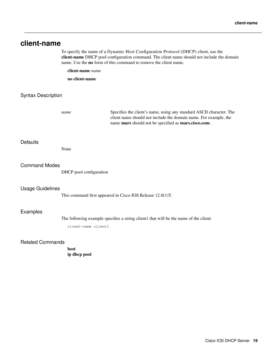 Cisco Systems 32369 manual Client-name 