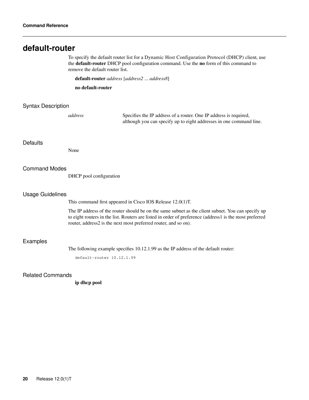 Cisco Systems 32369 manual Default-router 