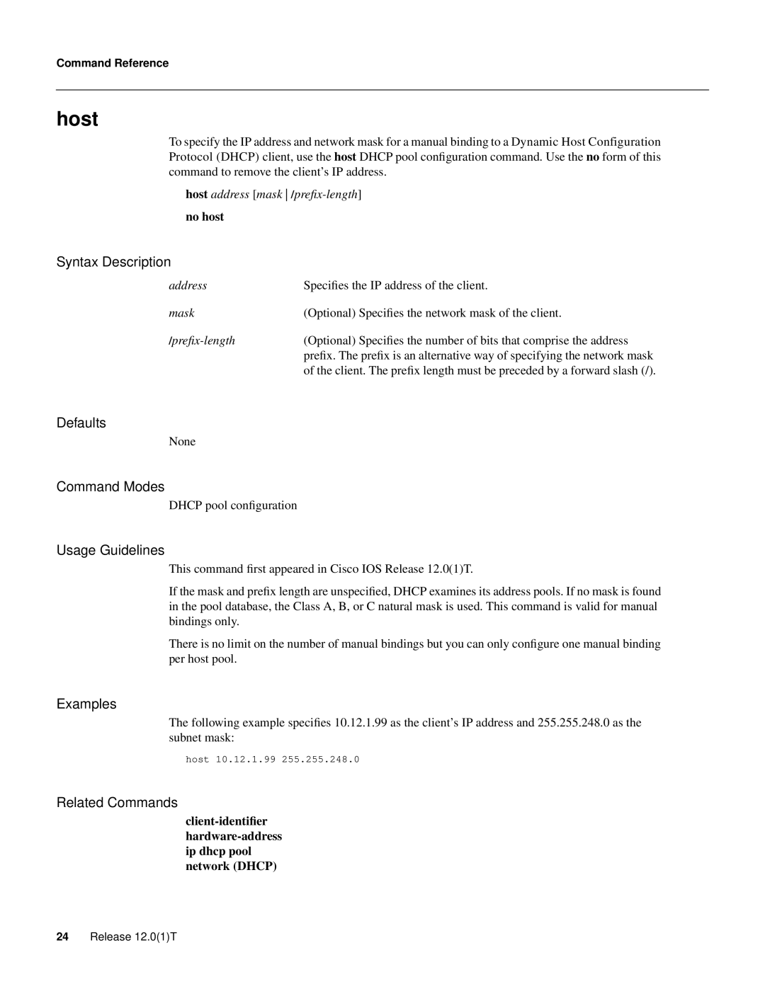 Cisco Systems 32369 manual Host 