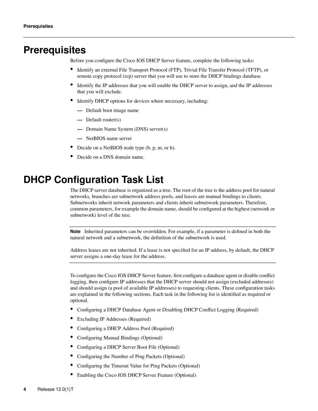 Cisco Systems 32369 manual Prerequisites, Dhcp Conﬁguration Task List 