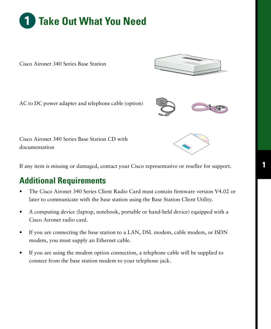 Cisco Systems 340 quick start Take Out What You Need 