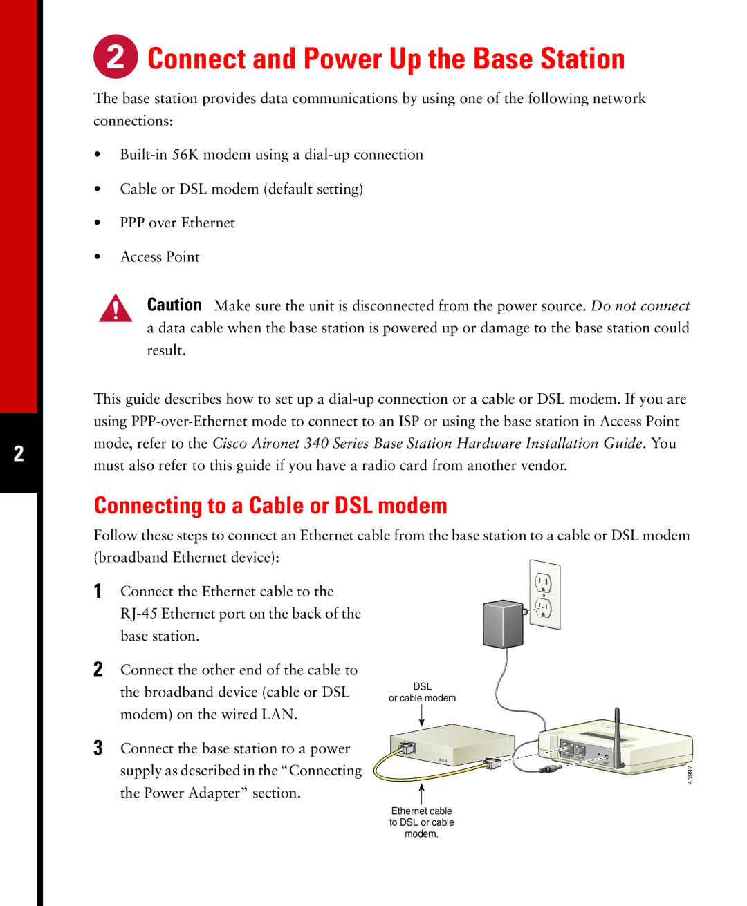 Cisco Systems 340 quick start Connect and Power Up the Base Station 