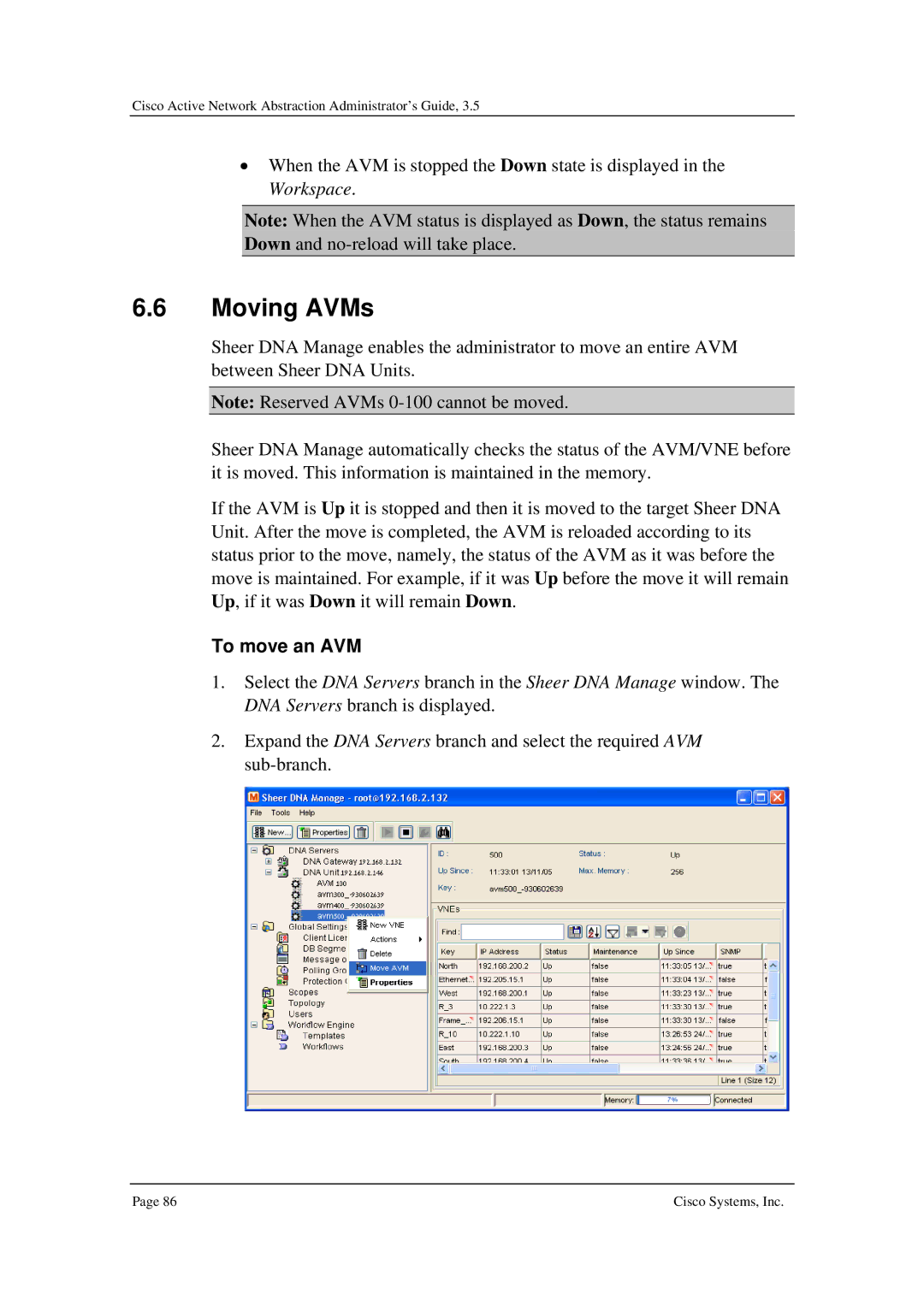 Cisco Systems 3.5 manual Moving AVMs, To move an AVM 