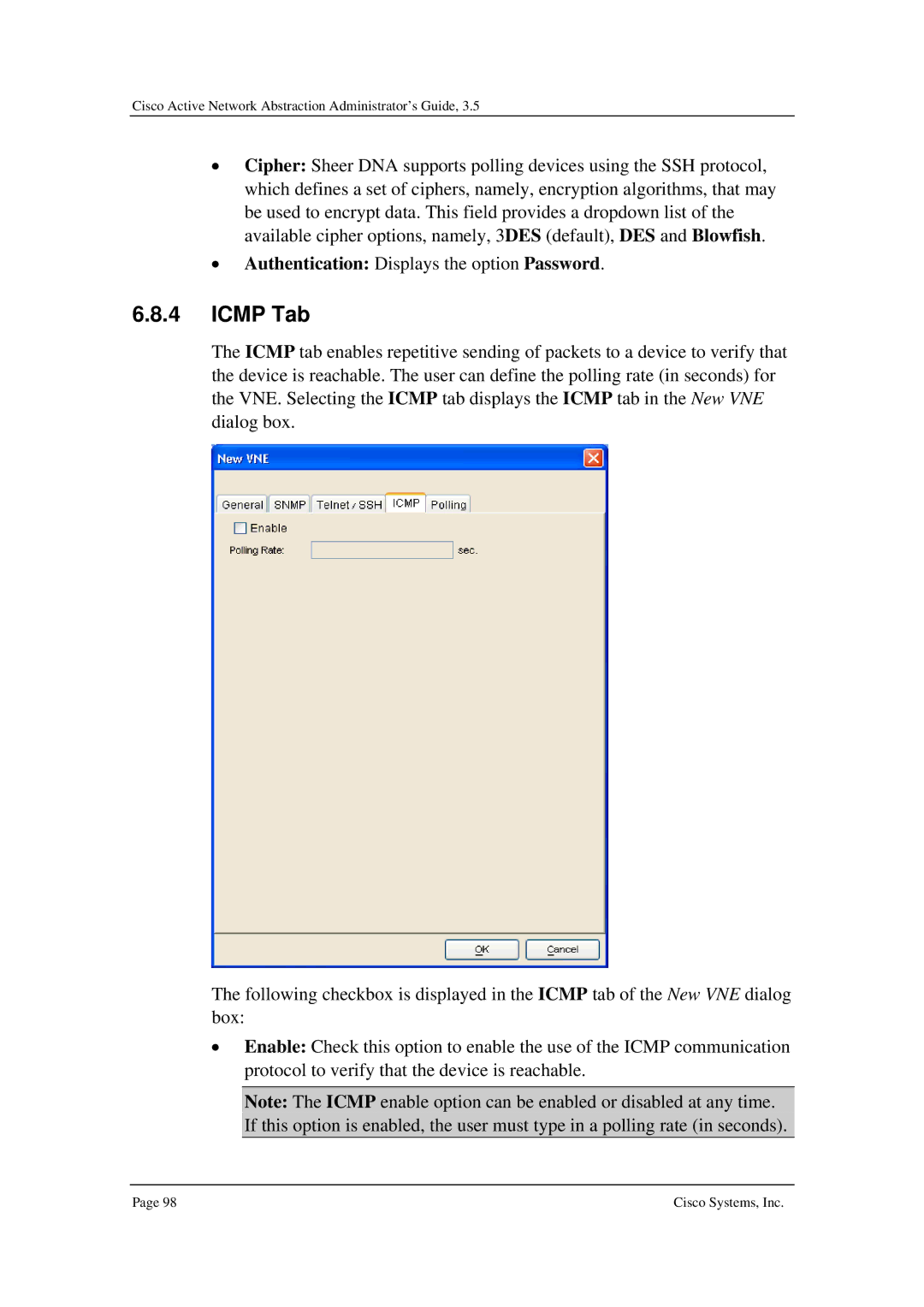 Cisco Systems 3.5 manual Icmp Tab 