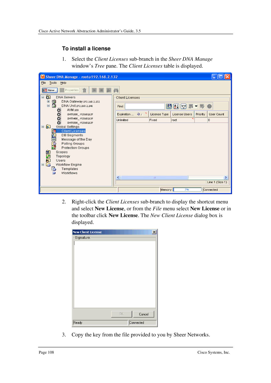 Cisco Systems 3.5 manual To install a license 