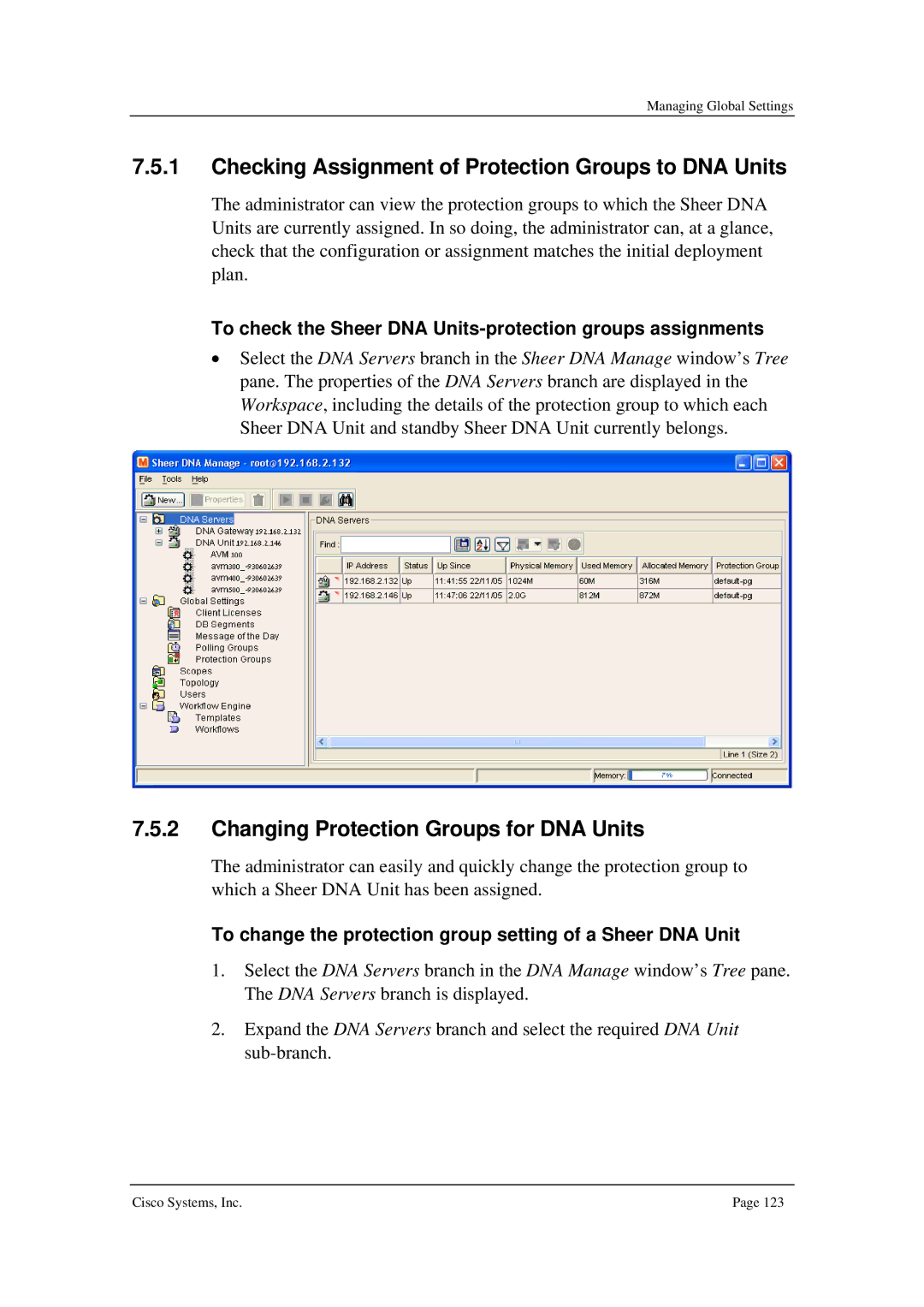 Cisco Systems 3.5 manual Checking Assignment of Protection Groups to DNA Units, Changing Protection Groups for DNA Units 