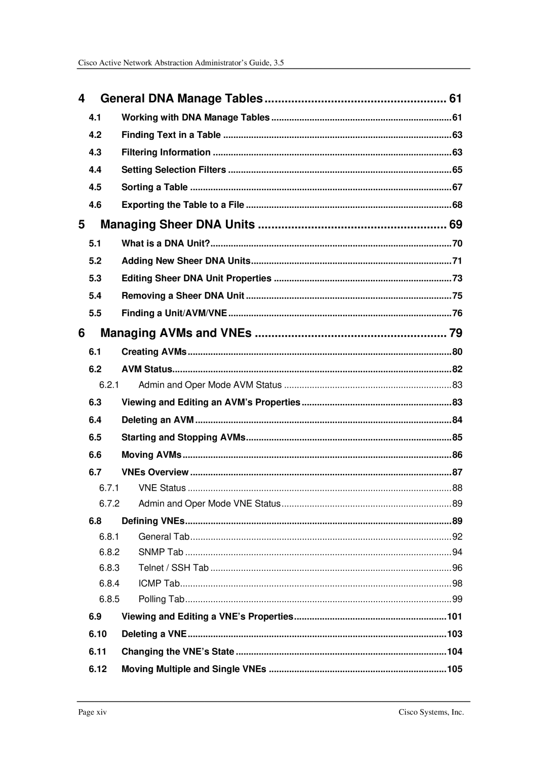 Cisco Systems 3.5 manual General DNA Manage Tables 