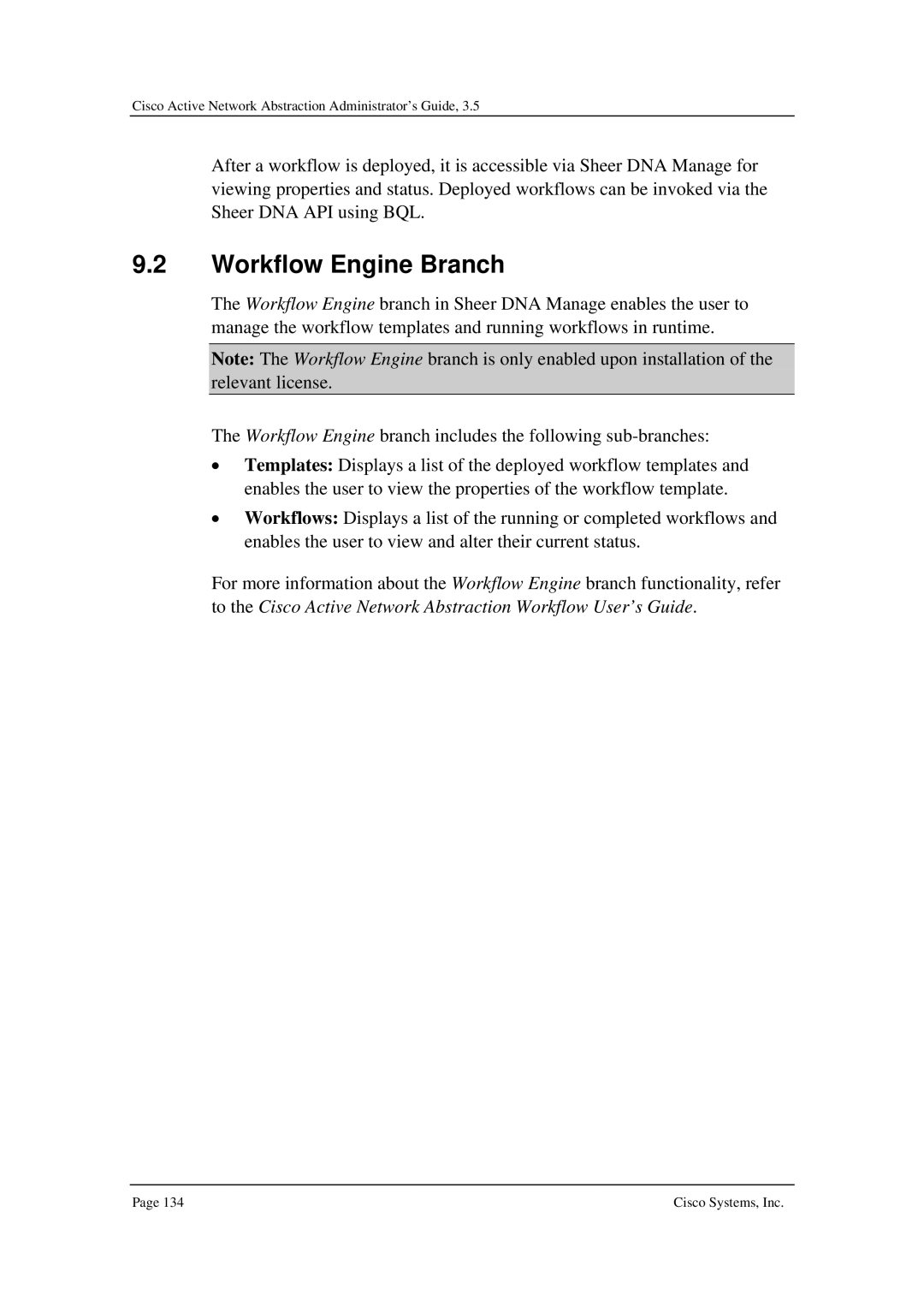 Cisco Systems 3.5 manual Workflow Engine Branch 