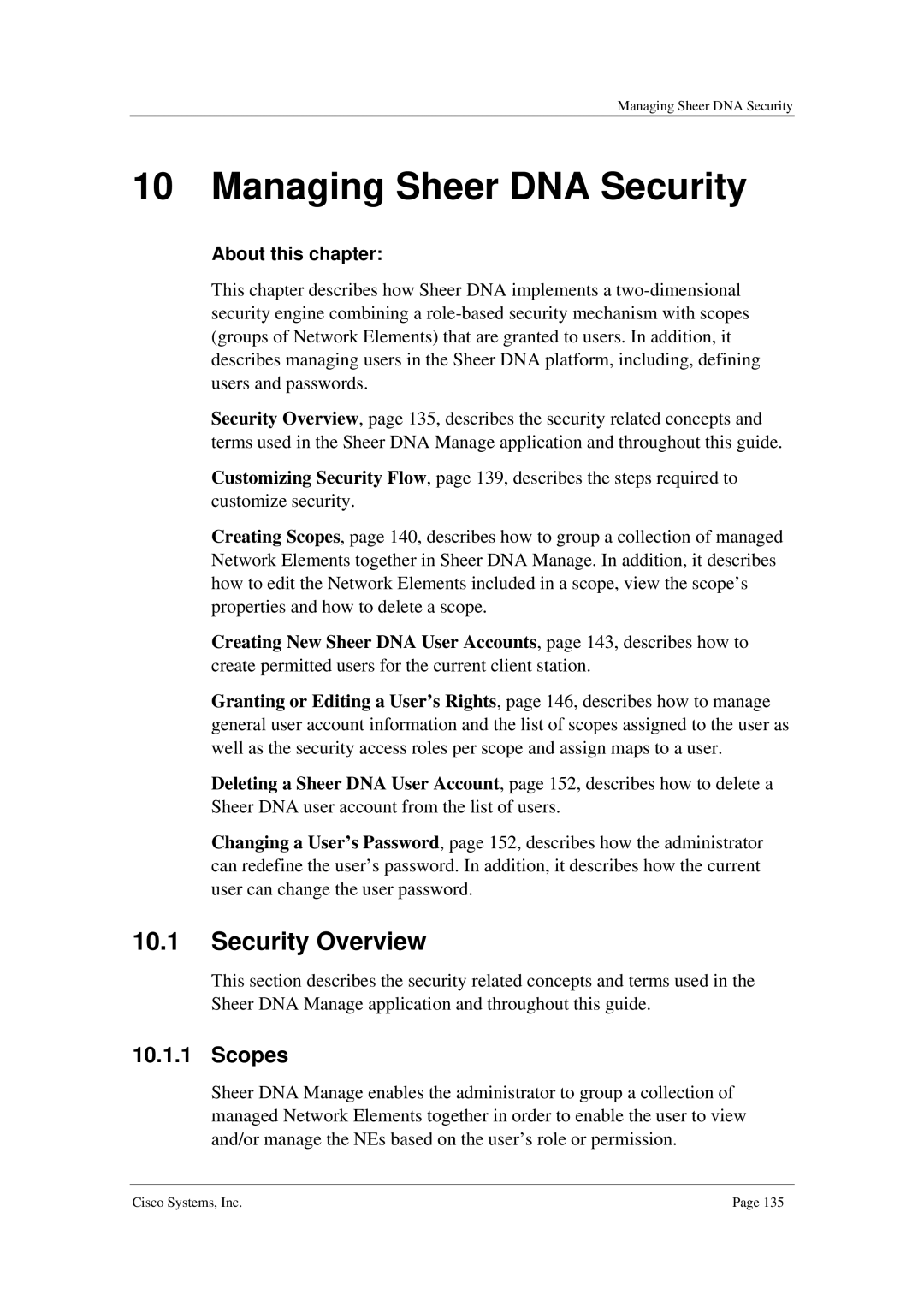 Cisco Systems 3.5 manual Managing Sheer DNA Security, Security Overview, Scopes 