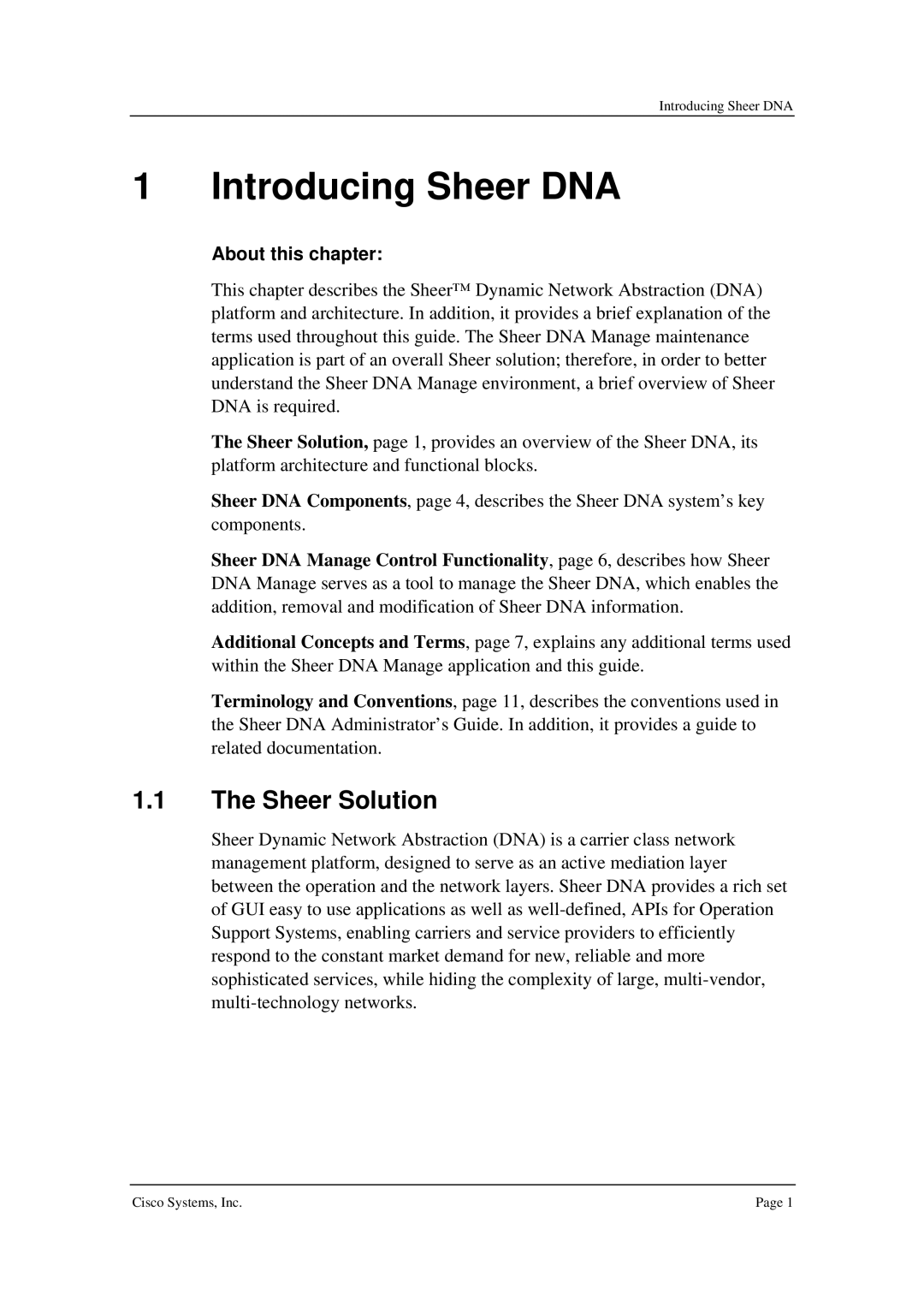 Cisco Systems 3.5 manual Introducing Sheer DNA, Sheer Solution, About this chapter 