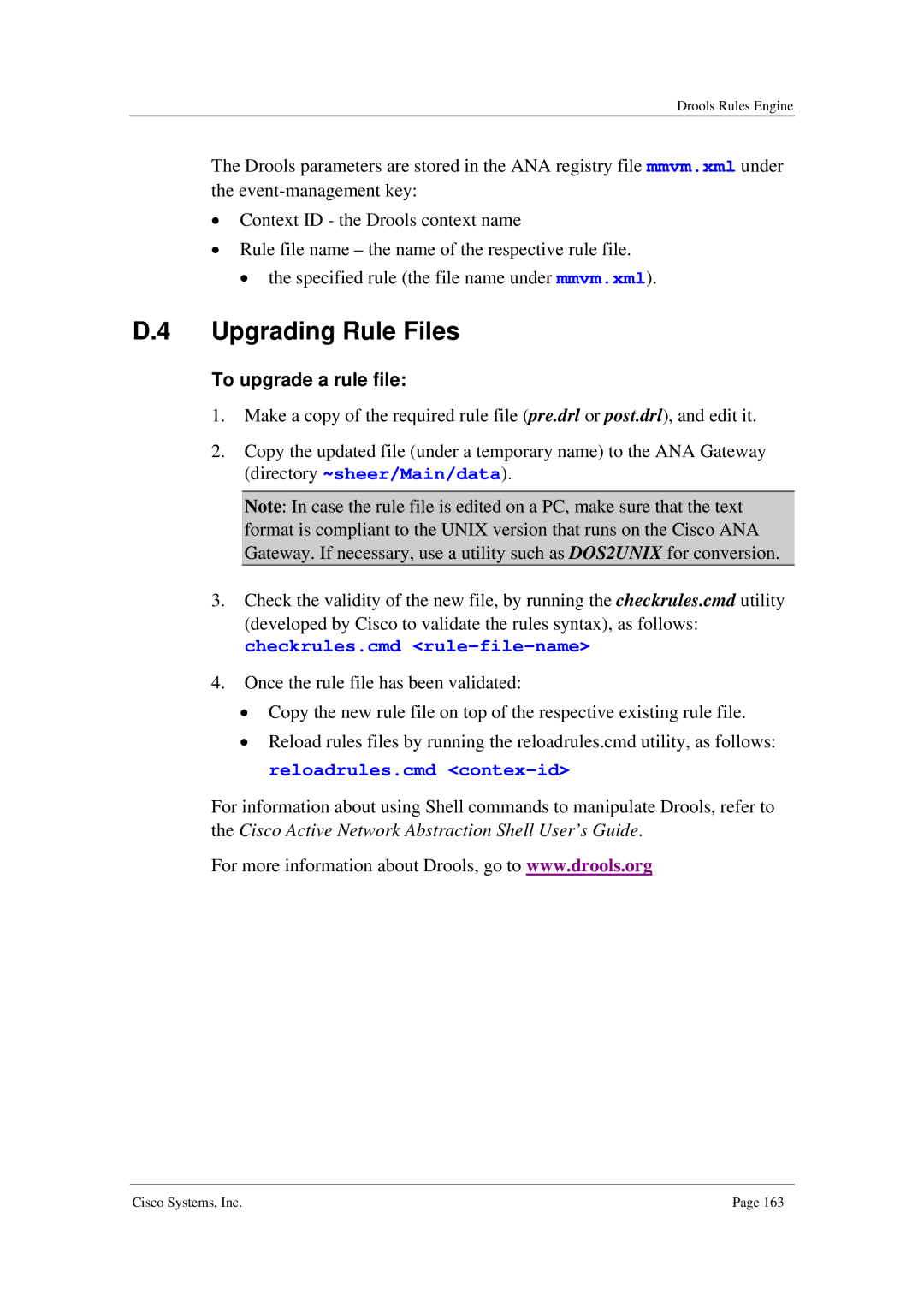 Cisco Systems 3.5 manual Upgrading Rule Files, To upgrade a rule file 