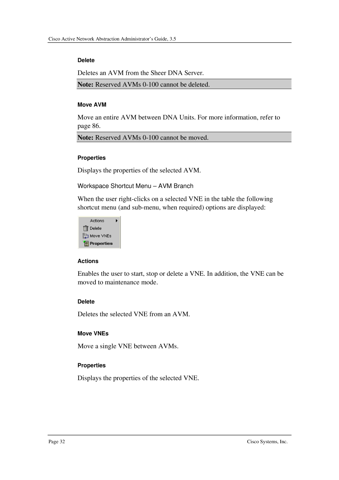 Cisco Systems 3.5 manual Deletes an AVM from the Sheer DNA Server 