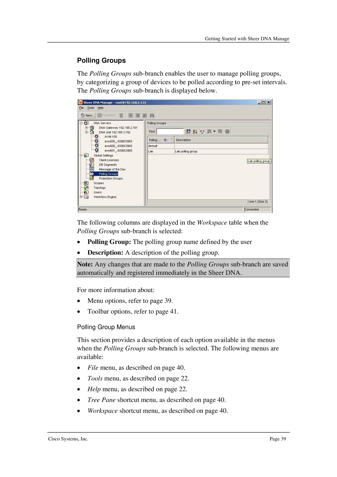 Cisco Systems 3.5 manual Polling Groups 