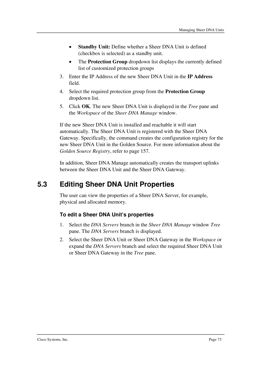 Cisco Systems 3.5 manual Editing Sheer DNA Unit Properties, To edit a Sheer DNA Unit’s properties 