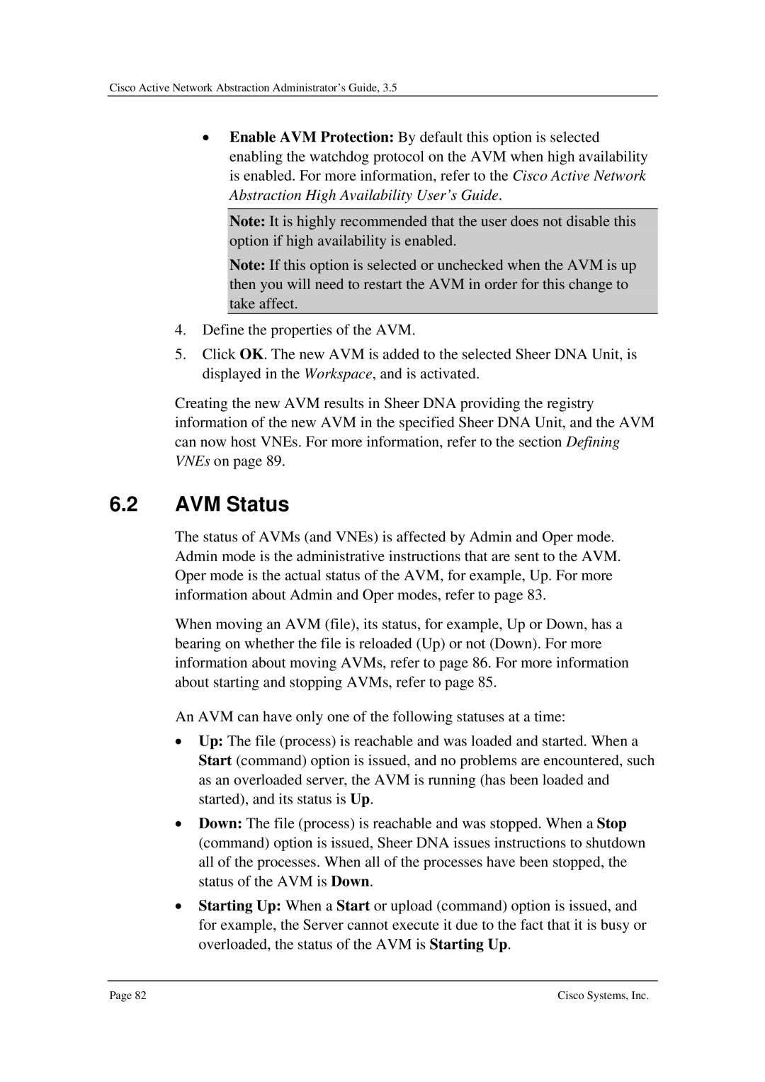 Cisco Systems 3.5 manual AVM Status 