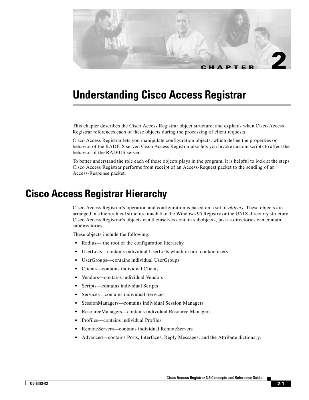 Cisco Systems 3.5 manual Understanding Cisco Access Registrar, Cisco Access Registrar Hierarchy 