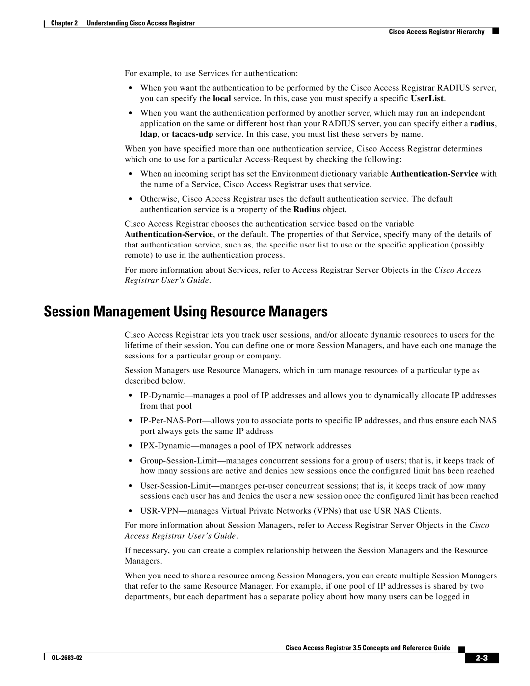 Cisco Systems 3.5 manual Session Management Using Resource Managers 