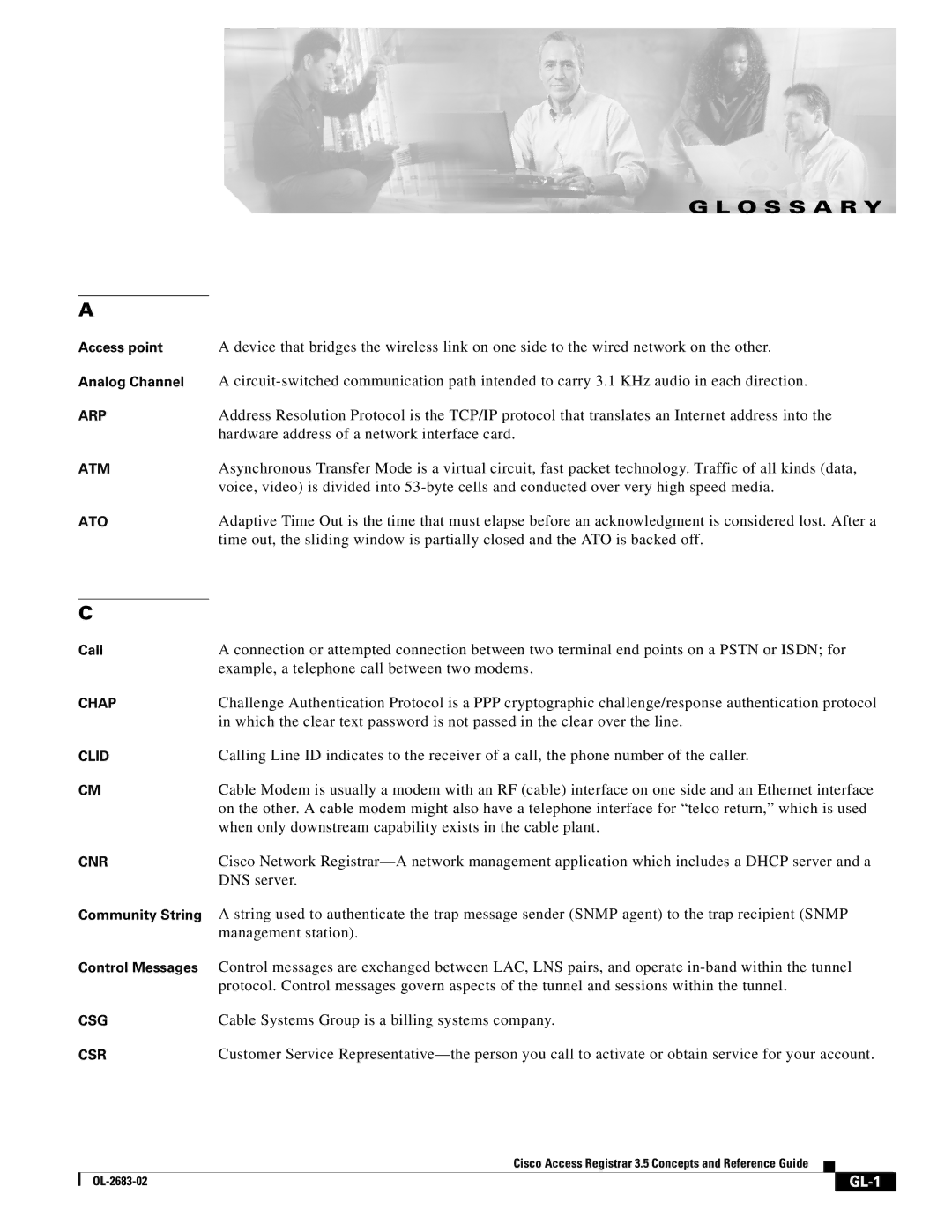 Cisco Systems 3.5 manual O S S a R Y, GL-1 