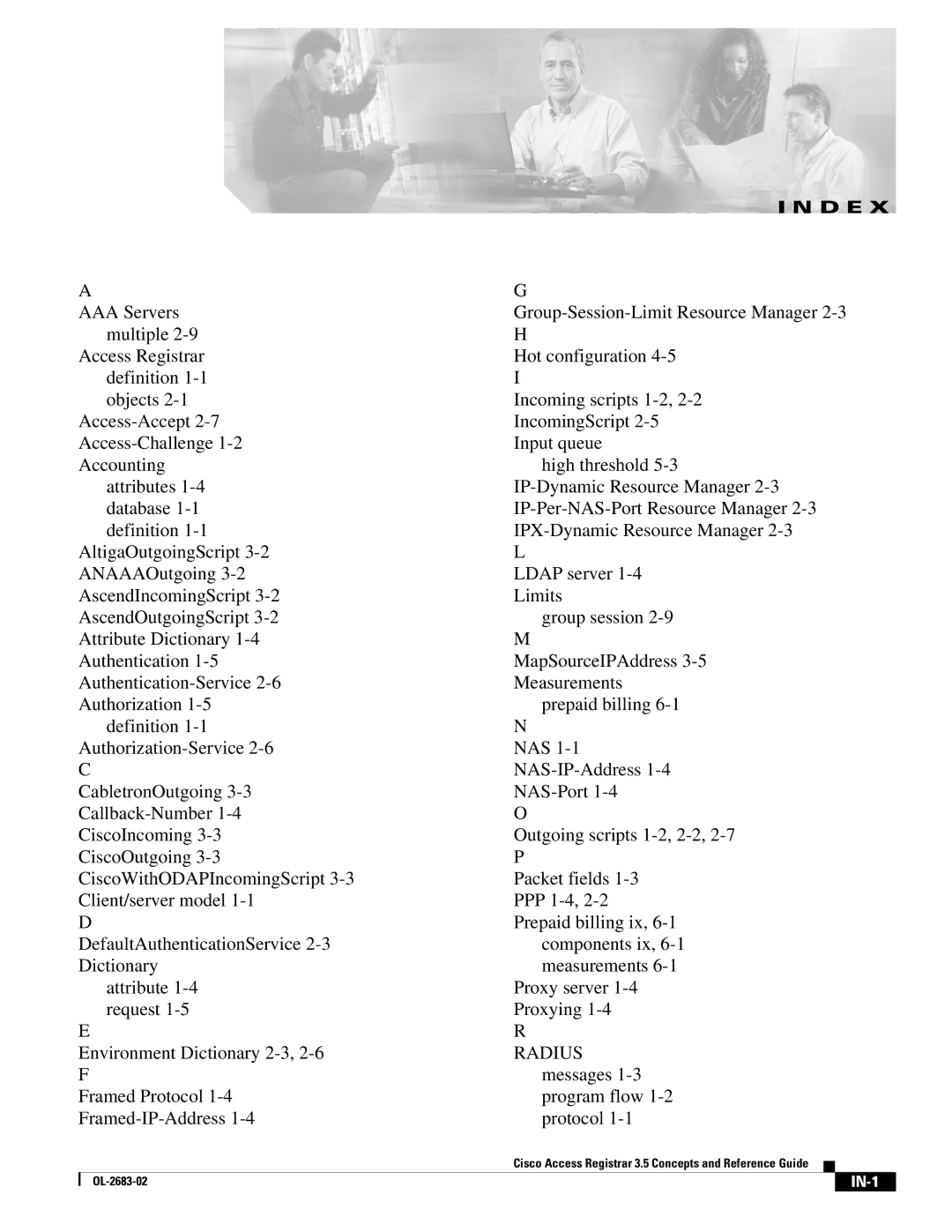 Cisco Systems 3.5 manual Radius, IN-1 