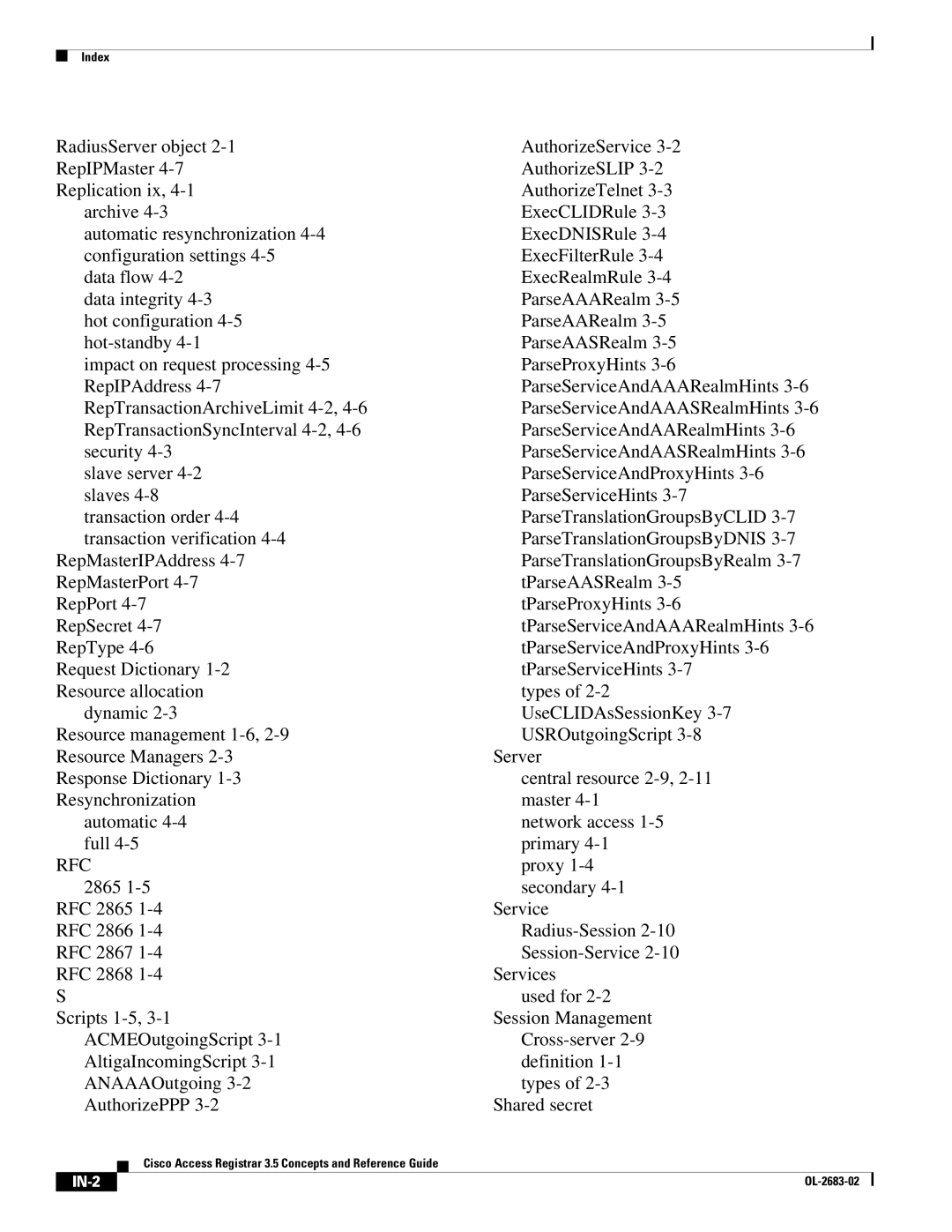 Cisco Systems 3.5 manual Rfc, IN-2 