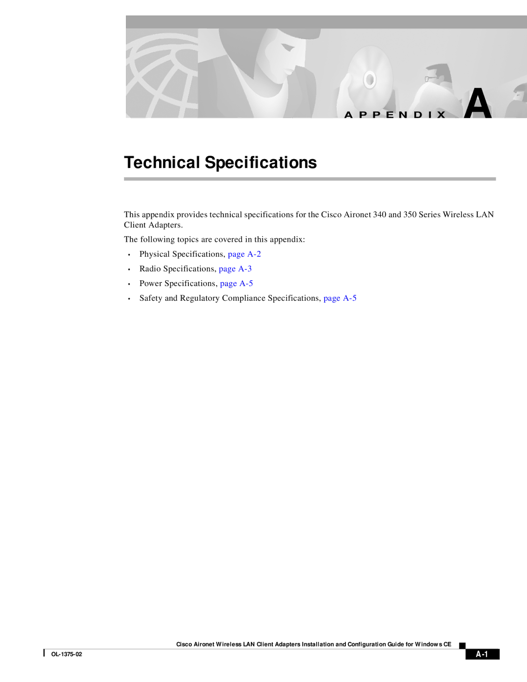 Cisco Systems 340, 350 appendix Technical Specifications 