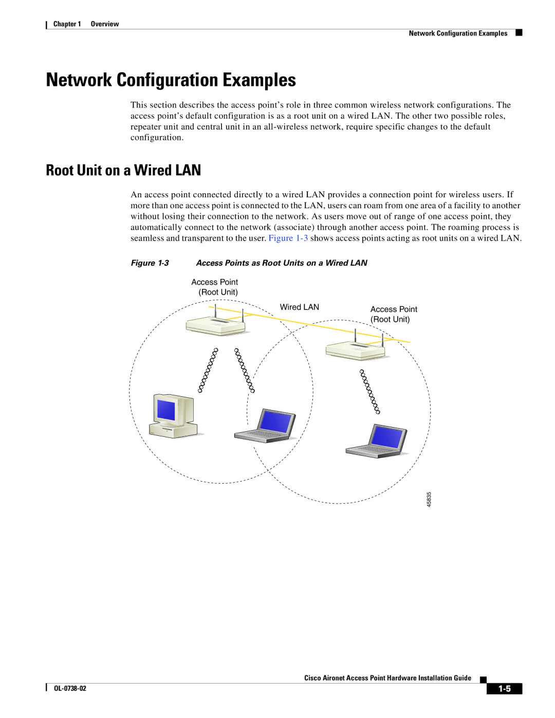 Cisco Systems 340, 350 manual Network Configuration Examples, Root Unit on a Wired LAN 