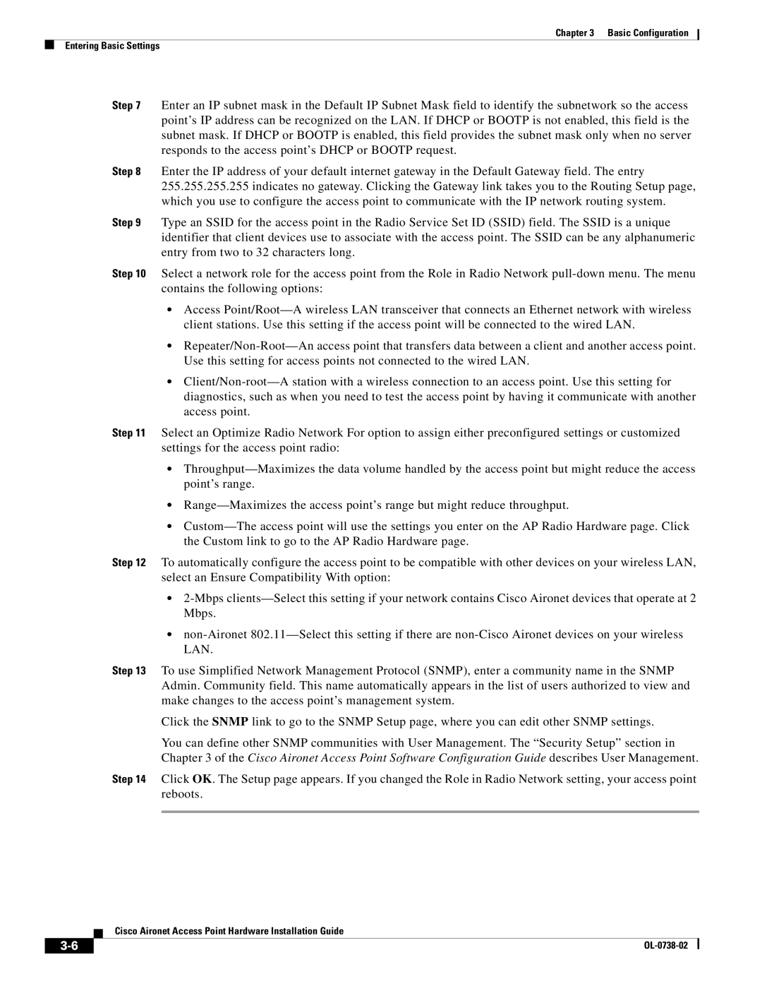 Cisco Systems 350, 340 manual Basic Configuration Entering Basic Settings 