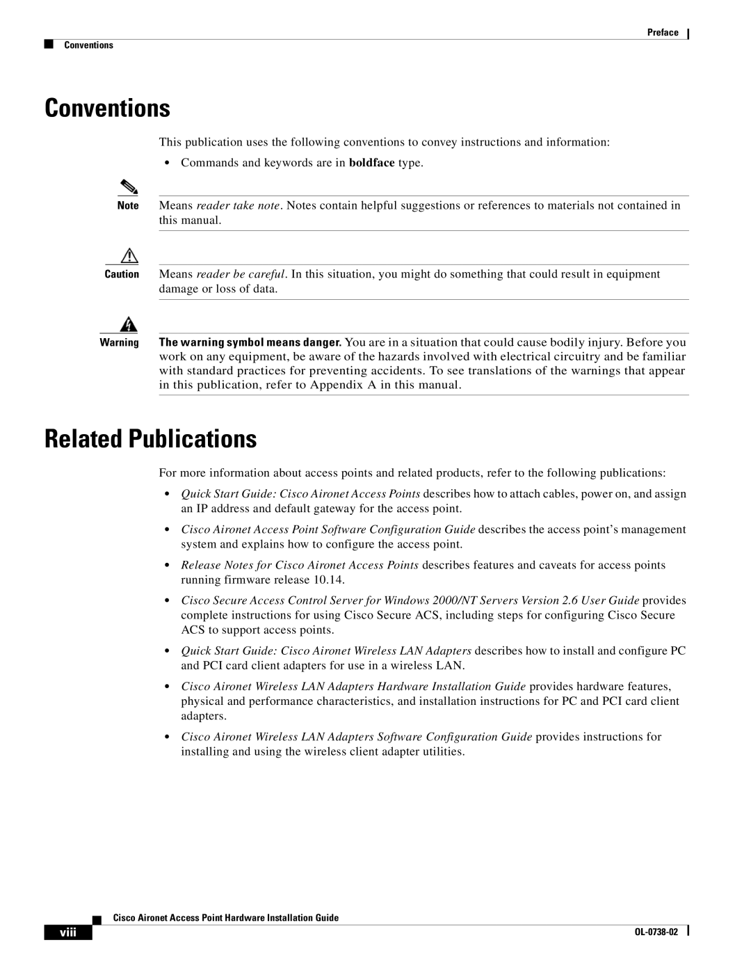 Cisco Systems 350, 340 manual Conventions, Related Publications 