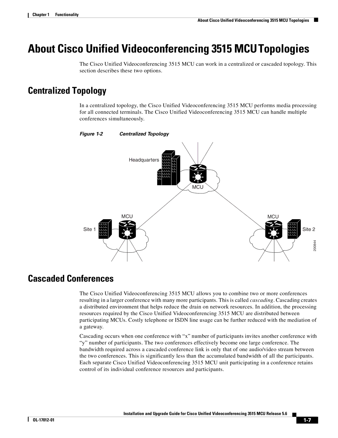 Cisco Systems 3515 MCU24, 3515 MCU12 manual Centralized Topology, Cascaded Conferences 