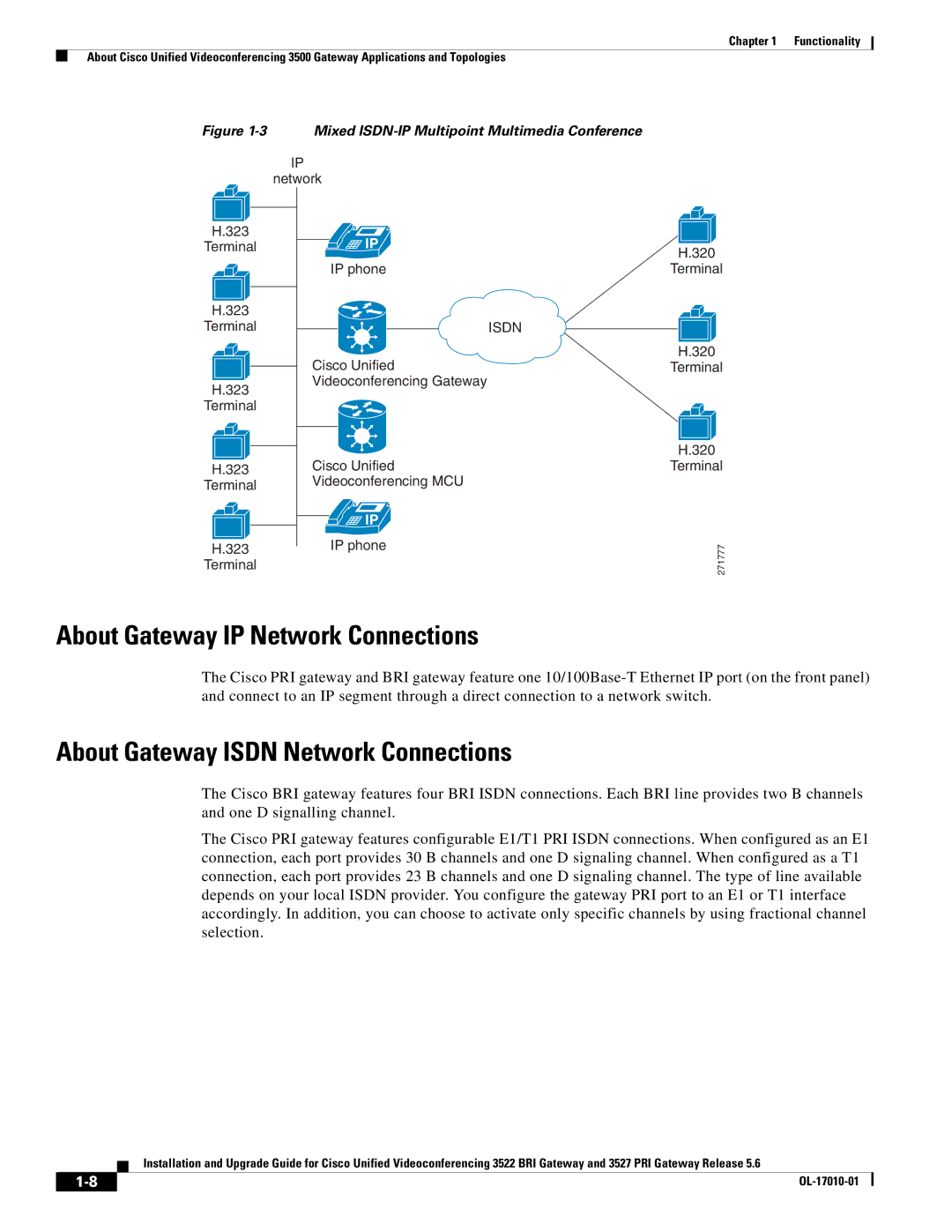 Cisco Systems 3522 BRI manual About Gateway IP Network Connections, About Gateway Isdn Network Connections 