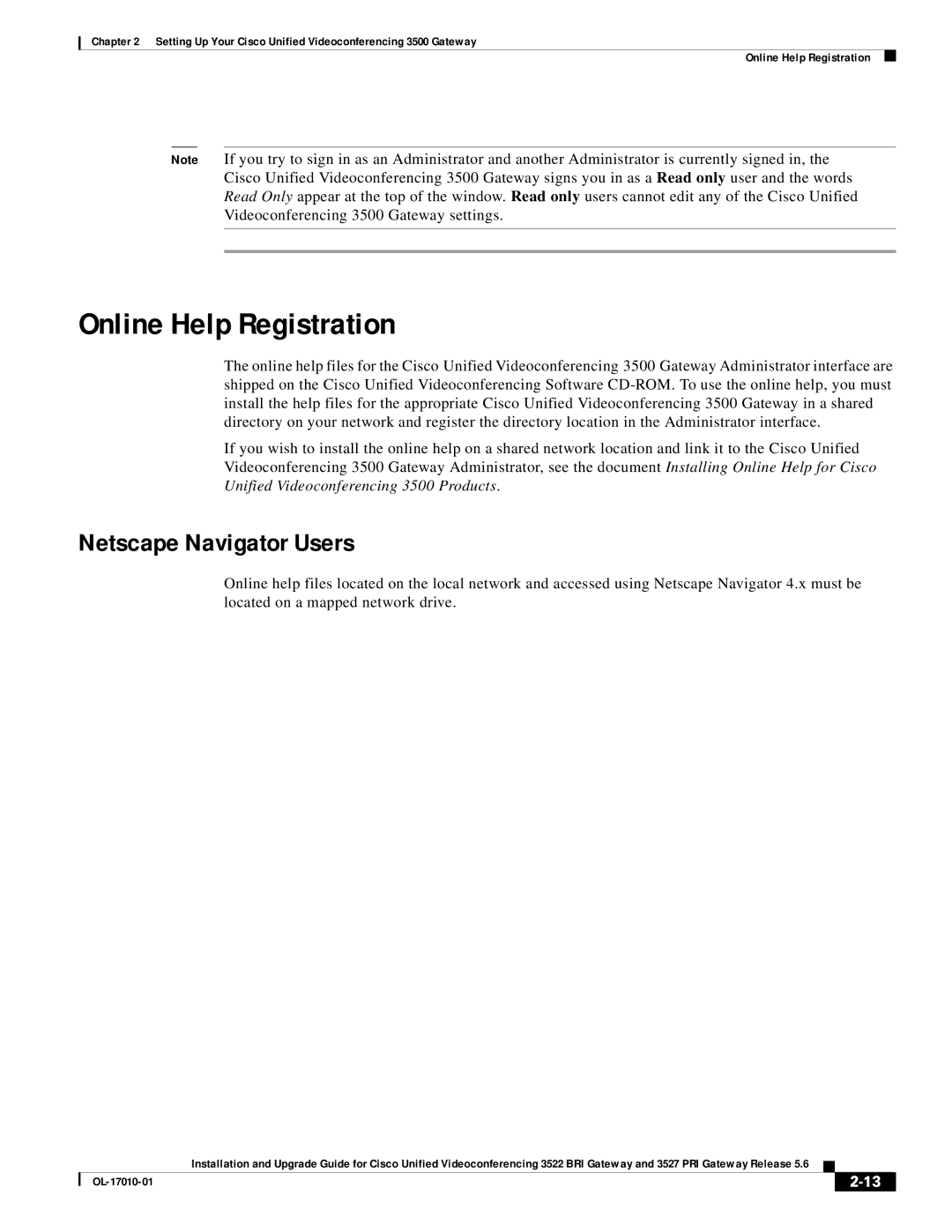 Cisco Systems 3522 BRI manual Online Help Registration, Netscape Navigator Users 