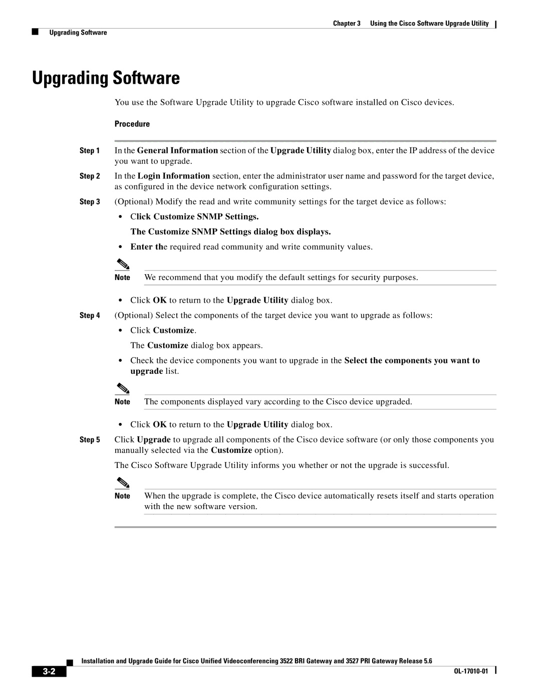 Cisco Systems 3522 BRI manual Upgrading Software, Click Customize 