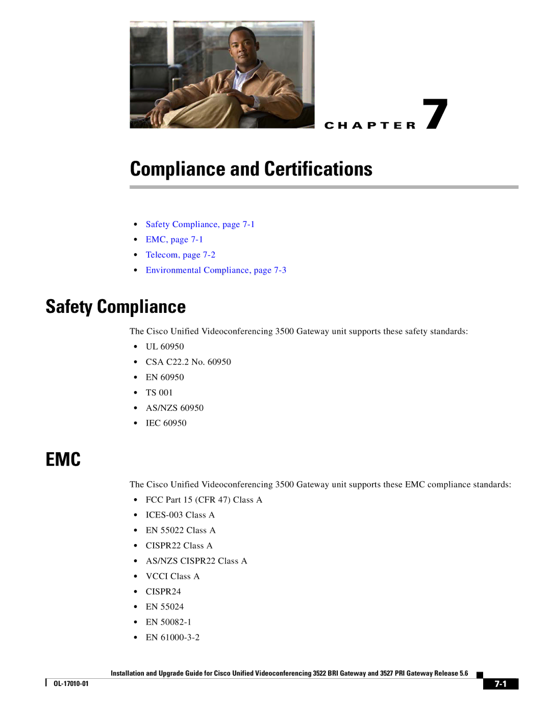 Cisco Systems 3522 BRI manual Compliance and Certifications, Safety Compliance, CISPR24 