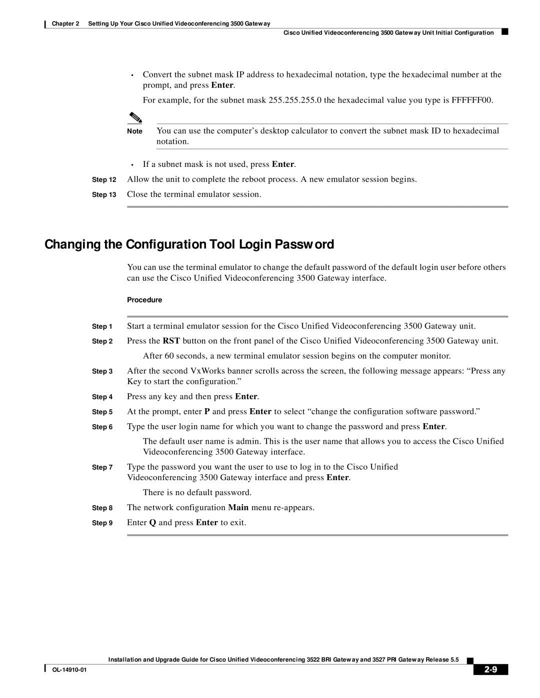 Cisco Systems 3522 BRI, 3527 PRI manual Changing the Configuration Tool Login Password 