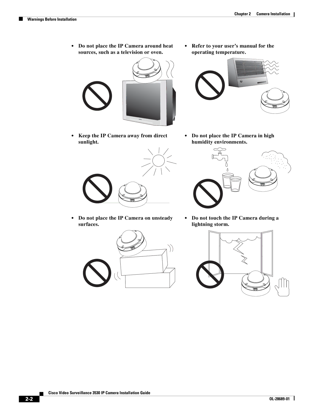 Cisco Systems 3530 manual Camera Installation 