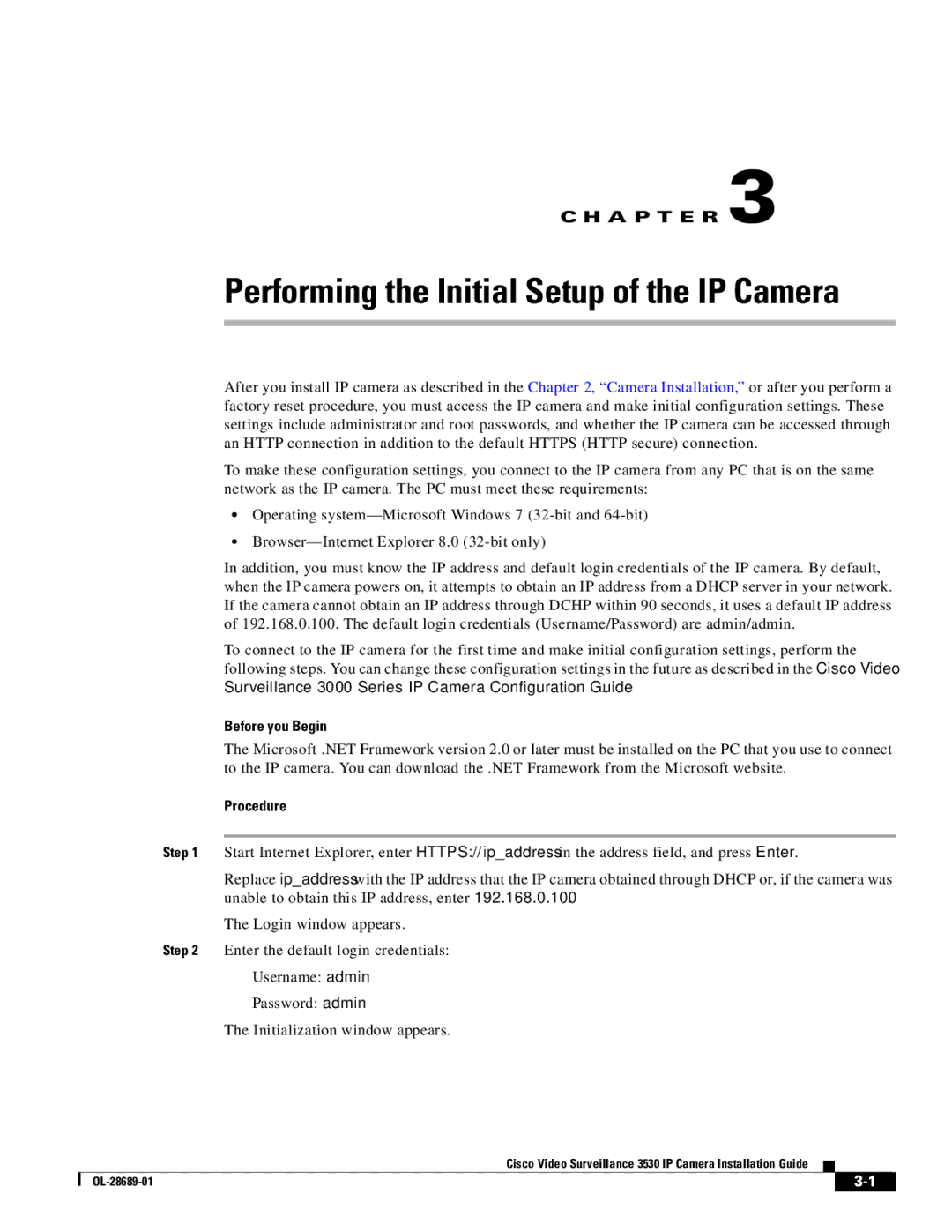 Cisco Systems 3530 manual Performing the Initial Setup of the IP Camera, Before you Begin 