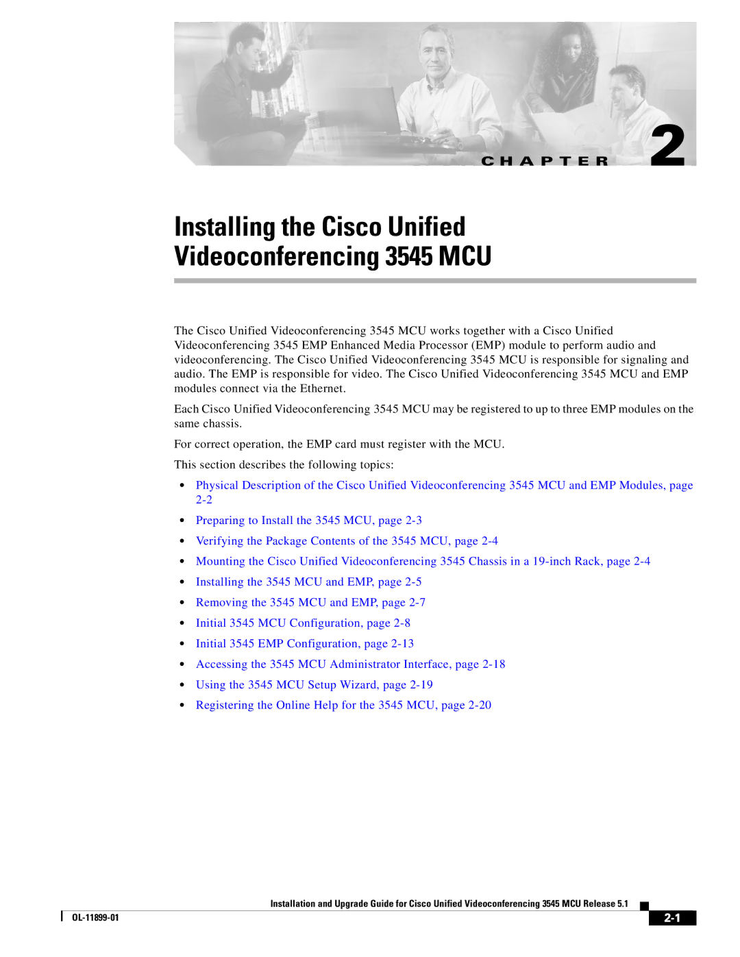 Cisco Systems manual Installing the Cisco Unified Videoconferencing 3545 MCU 