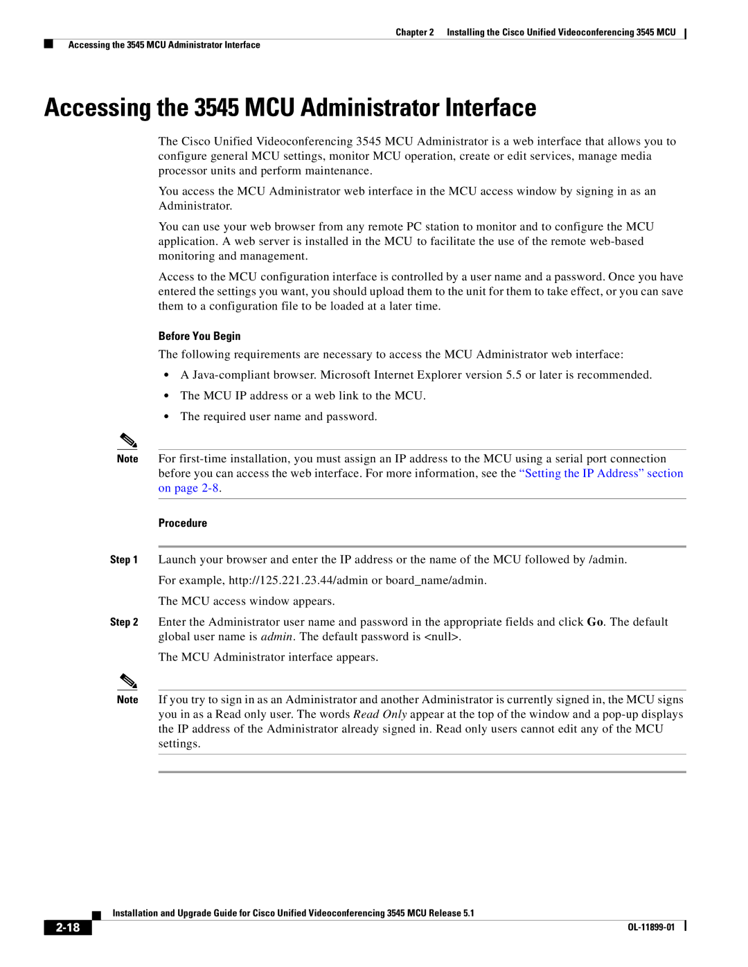 Cisco Systems manual Accessing the 3545 MCU Administrator Interface 