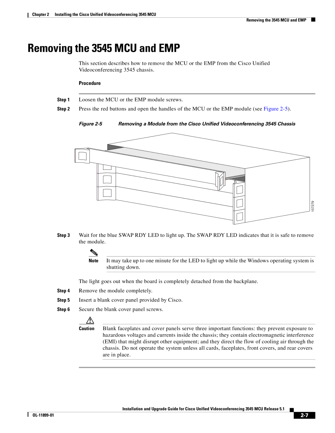 Cisco Systems manual Removing the 3545 MCU and EMP 