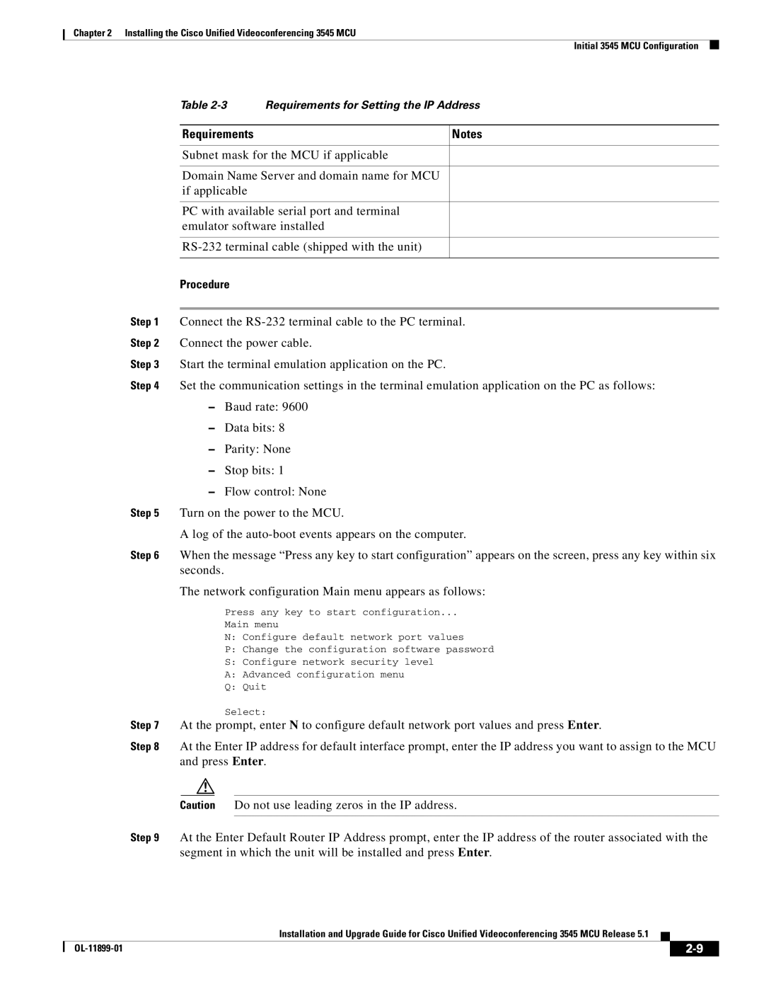 Cisco Systems 3545 MCU manual Requirements 