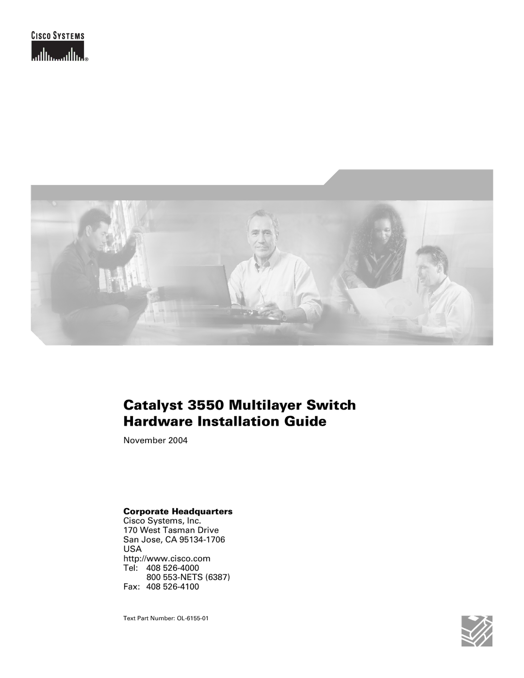 Cisco Systems manual Catalyst 3550 Multilayer Switch Hardware Installation Guide, Corporate Headquarters 