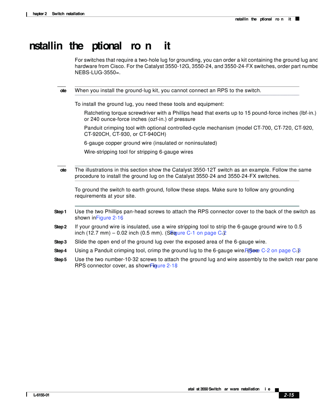 Cisco Systems 3550 manual Installing the Optional Ground Kit 