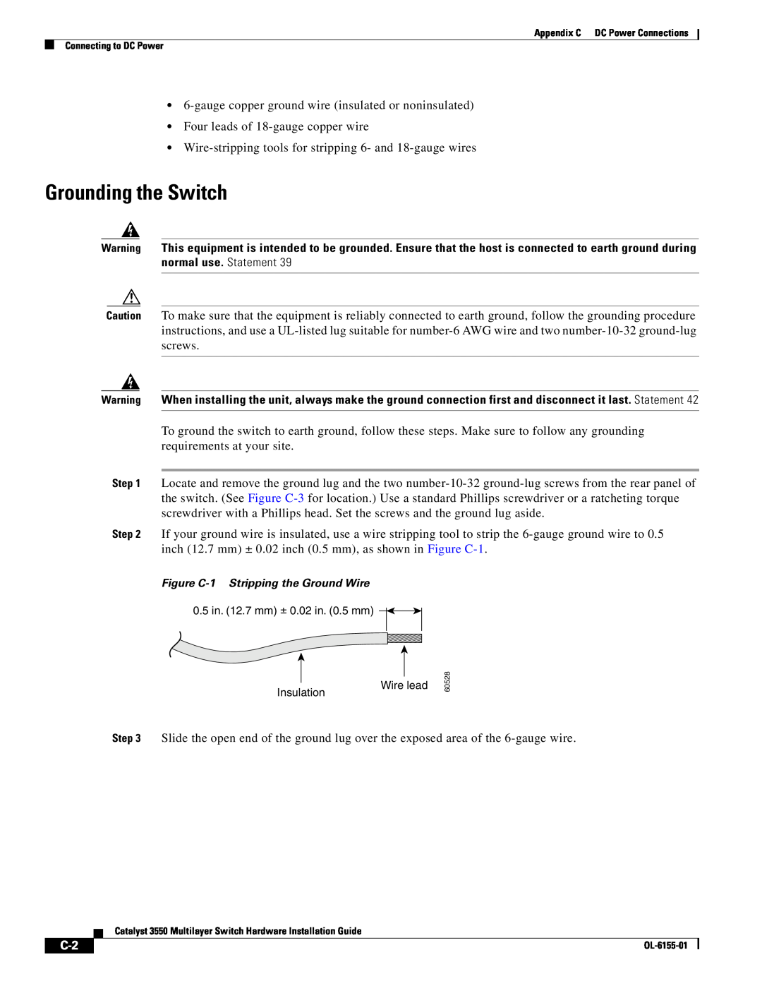 Cisco Systems 3550 manual Grounding the Switch 
