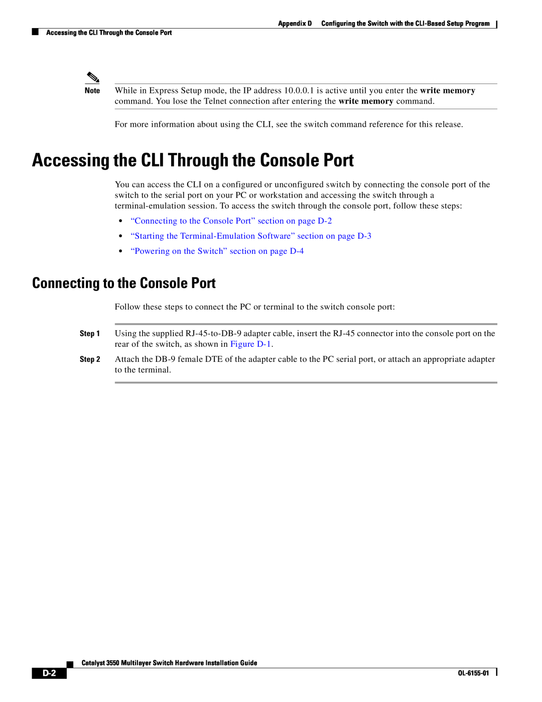 Cisco Systems 3550 manual Accessing the CLI Through the Console Port, Connecting to the Console Port 